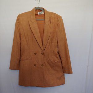 KS. Klaus Steilmann Vintage Light Peach and Brown Plaid Womens Blazer38